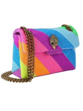 MINI KENSINGTON L Neon Crystal Stripe Cross Body Bag by KURT GEIGER NEW